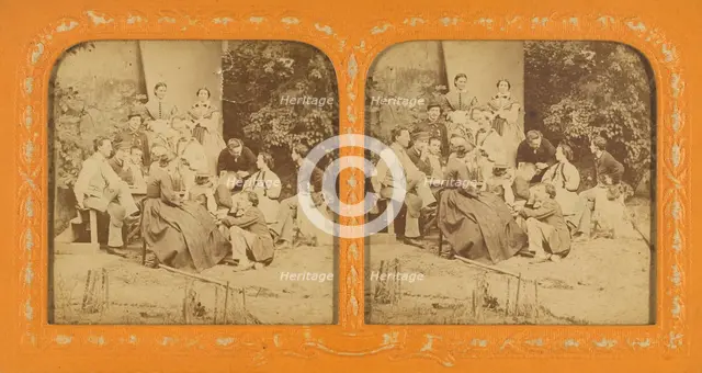 Social scene: group of people outdoors, 1855-1860. Creator: Unknown.