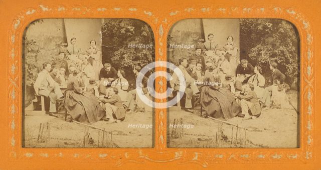 Social scene: group of people outdoors, 1855-1860. Creator: Unknown.
