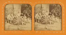 Social scene: group of people outdoors, 1855-1860. Creator: Unknown