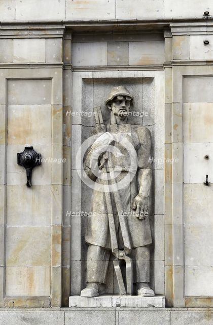 Socialist relief, Constitution Square, Warsaw, Poland. Creator: LTL.