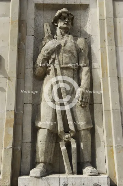 Socialist relief, Constitution Square, Warsaw, Poland. Creator: LTL.
