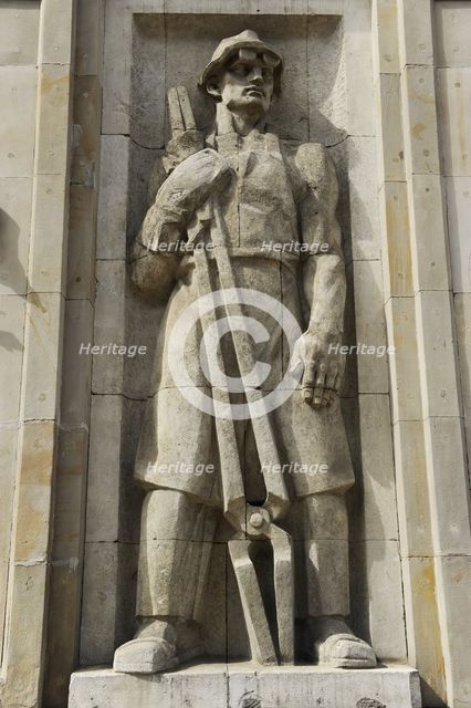 Socialist relief, Constitution Square, Warsaw, Poland. Creator: LTL.