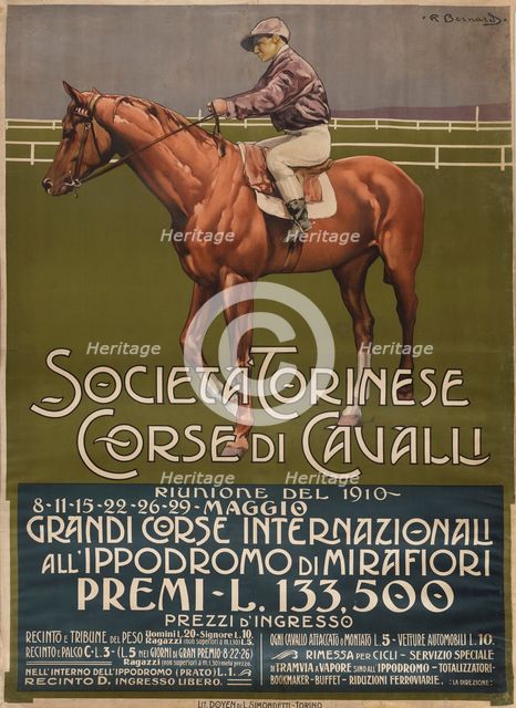 Società Torinese Corse di Cavalli, 1910. Creator: Bernard, R. (active ca 1900-1910).