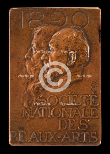 Société Nationale des Beaux-Arts: Jean-Louis Ernest Meissonier and Pierre Puvis..., [obverse], 1890. Creator: Alexandre Louis Marie Charpentier.