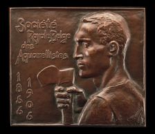 Société Royale Belge des Aquarellistes 1856-1906, model 1904, cast probably 1906. Creator: Constantin Emile Meunier