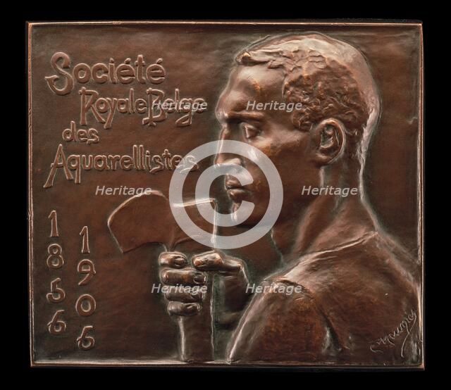 Société Royale Belge des Aquarellistes 1856-1906, model 1904, cast probably 1906. Creator: Constantin Emile Meunier.