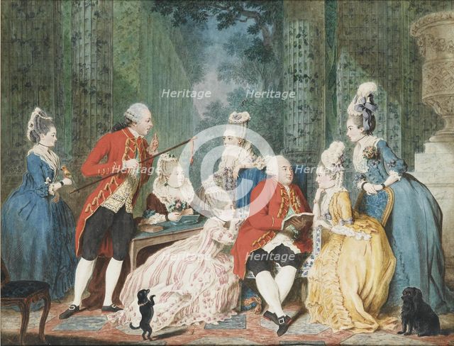 Society in the Palais Royal, ca 1775. Artist: Carmontelle, Louis (1717-1806)