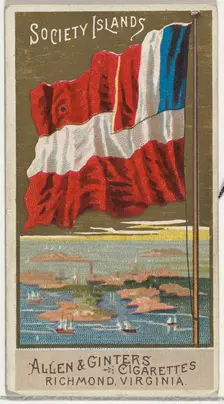 Society Islands, from Flags of All Nations, Series 2 (N10) for Allen & Ginter Cigarettes B..., 1890. Creator: Allen & Ginter