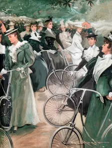 Society ladies cycling in Hyde Park, London, 1896