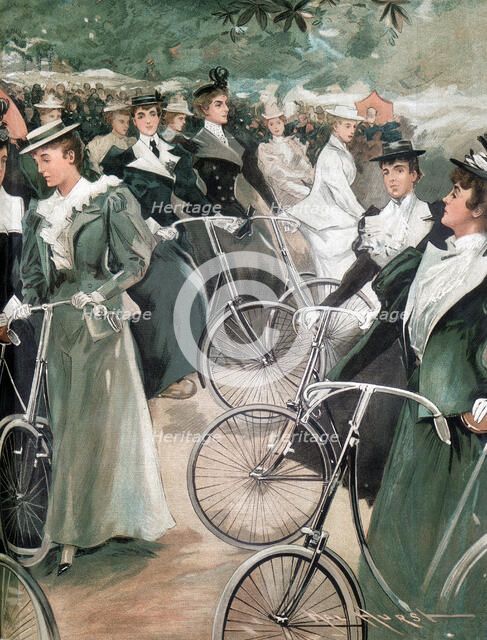 Society ladies cycling in Hyde Park, London, 1896. Artist: Unknown