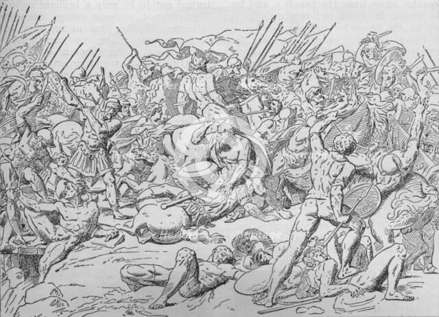 Socrates at the Battle of Potidaea, 432 BC (1908). Artist: Unknown.