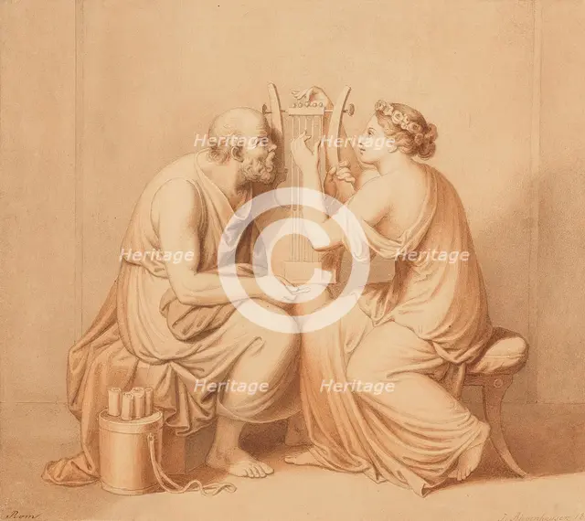 Socrates learning the lyra, 1851. Creator: Riepenhausen, Johann Christian (1787-1860).