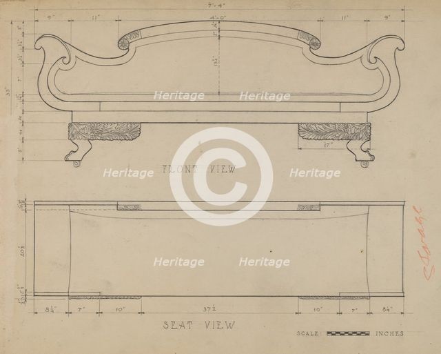 Sofa, 1935/1942. Creator: Anna Aloisi.