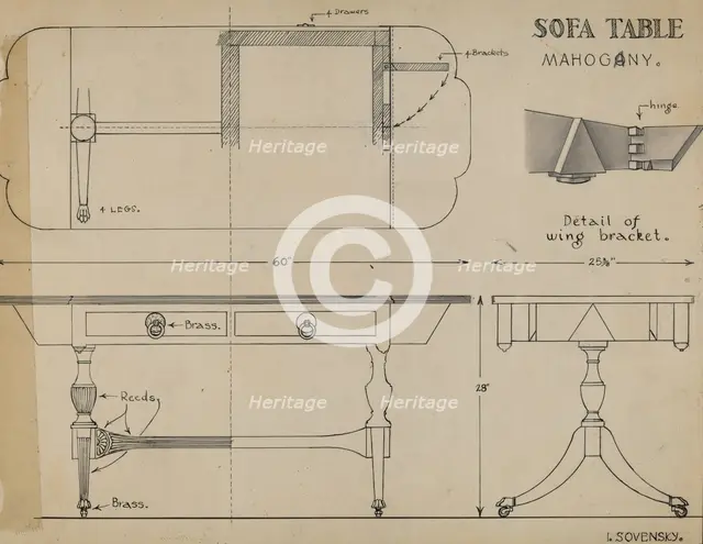 Sofa Table, c. 1939. Creator: Isidore Sovensky.
