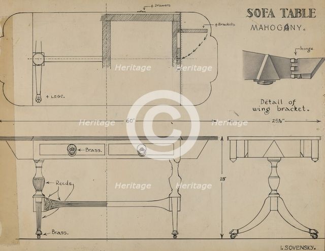 Sofa Table, c. 1939. Creator: Isidore Sovensky.