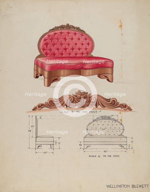 Sofa, c. 1936. Creator: Wellington Blewett.