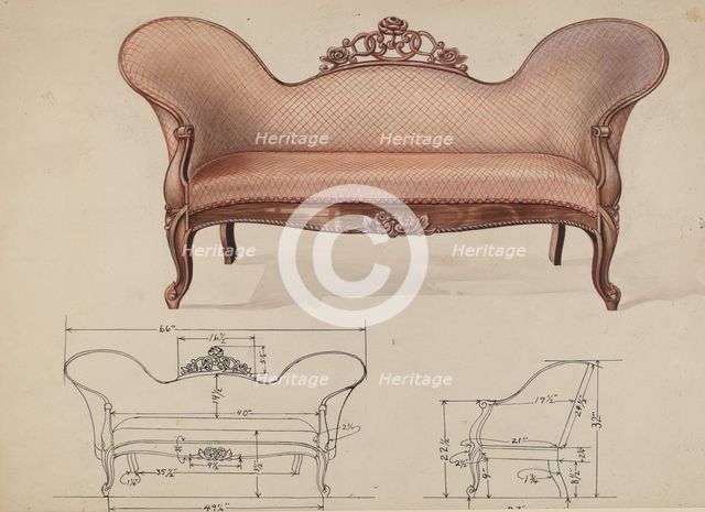 Sofa, c. 1936. Creator: Wellington Blewett.