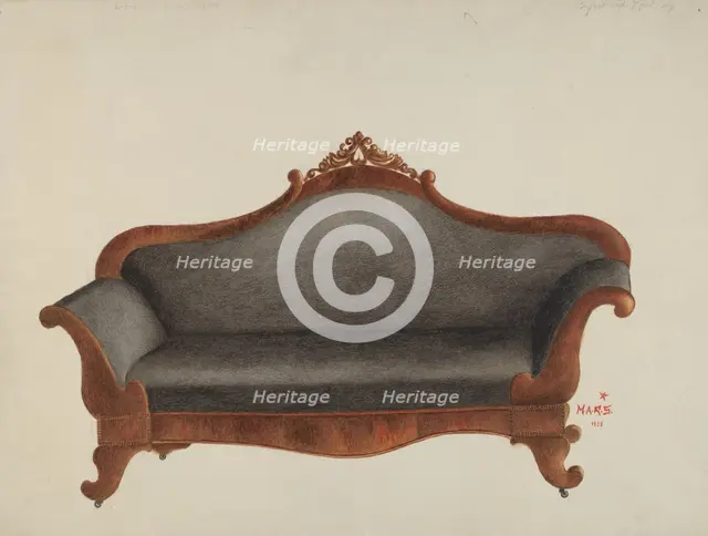 Sofa, c. 1938. Creator: Margaret Stottlemeyer.