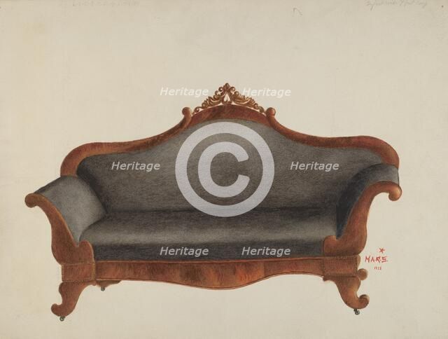 Sofa, c. 1938. Creator: Margaret Stottlemeyer.