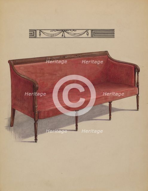 Sofa (Sheraton), 1935/1942. Creator: Simon Weiss.