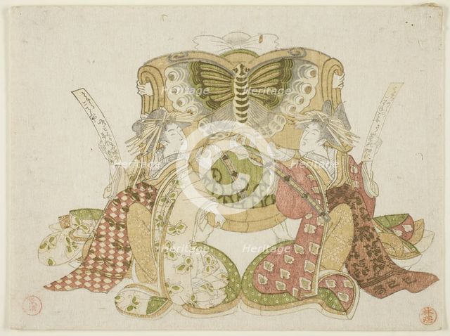 Soga no Goro, Oiso no Tora, and Kewaizaka no Shosho, Japan, 1809. Creator: Kubo Shunman.