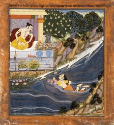 Sohni Swims to Meet Her Lover Mahinwal, between c1750 and c1775. Creator: Unknown