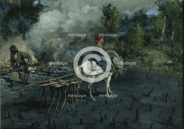 Soil preparation for linseed in the Vologda Region, 1873. Artist: Pryanishnikov, Illarion Mikhailovich (1840-1894)