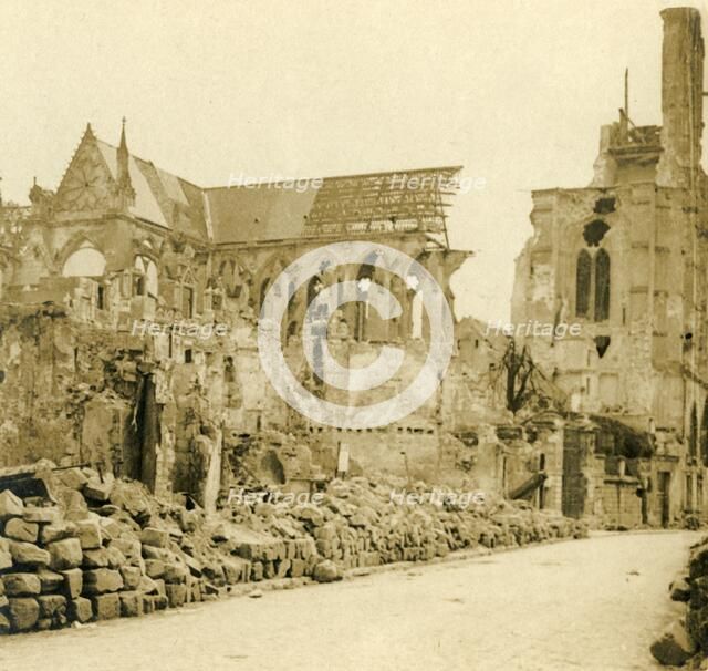 Soissons Cathedral, Soissons, northern France, c1914-c1918.  Artist: Unknown.