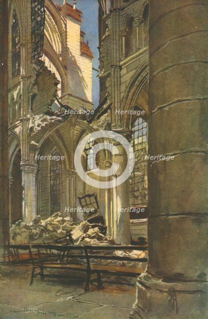 ''Soissons; Interieur de la Cathedrale de Soissons', 1915. Creator: Francois Flameng.