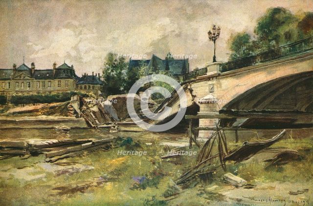''Soissons; Le Pont sur L'Aisne', 1915. Creator: Francois Flameng.
