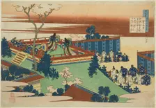 Sojo Henjo, twelfth poet in the series One Hundred Poems by One Hundred Poets..., c. 1835/36. Creator: Hokusai