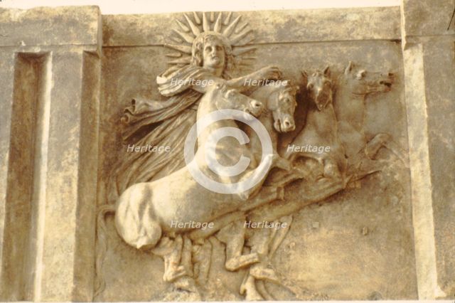 Sol. Roman Sun-God in his chariot, relief at Pergamon Museum, c400-370 BC. Artist: Unknown.