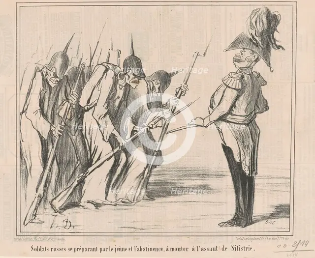 Soldats russes se préparant par le jeune ..., 19th century. Creator: Honore Daumier.