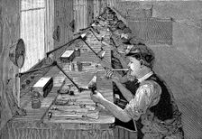 Soldering bicycle parts in an American factory, c1900. Creator: Unknown