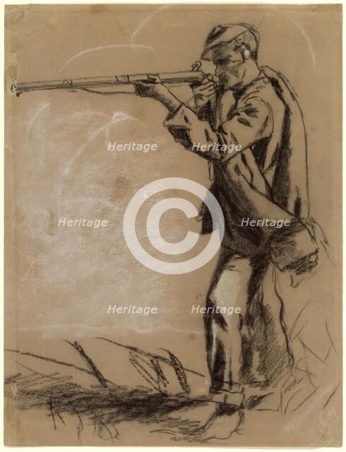 Soldier Taking Aim [recto], 1864. Creator: Winslow Homer.