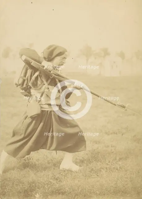 [Soldier Training with Bayonet], 1880s-90s. Creator: Unknown.