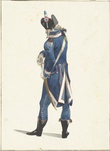 Soldier who pulls his saber, 1758-1805. Creator: Dirk Langendijk