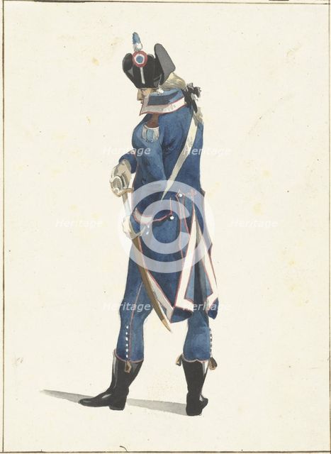 Soldier who pulls his saber, 1758-1805. Creator: Dirk Langendijk.