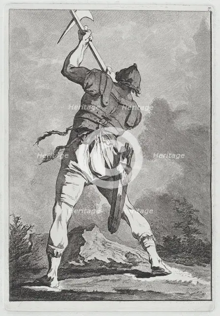 Soldier Wielding a Weapon, Seen from Behind, 1764. Creator: Matthias Pfenninger.