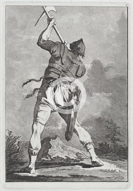 Soldier Wielding a Weapon, Seen from Behind, 1764. Creator: Matthias Pfenninger.