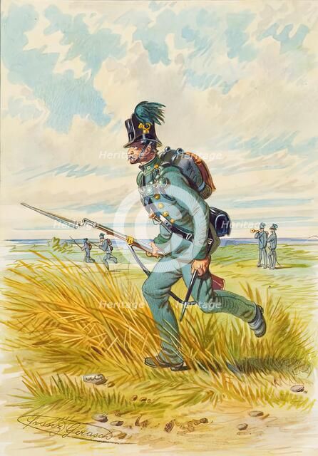 Soldier with bayonet, 1859. Creator: Franz Gerasch.