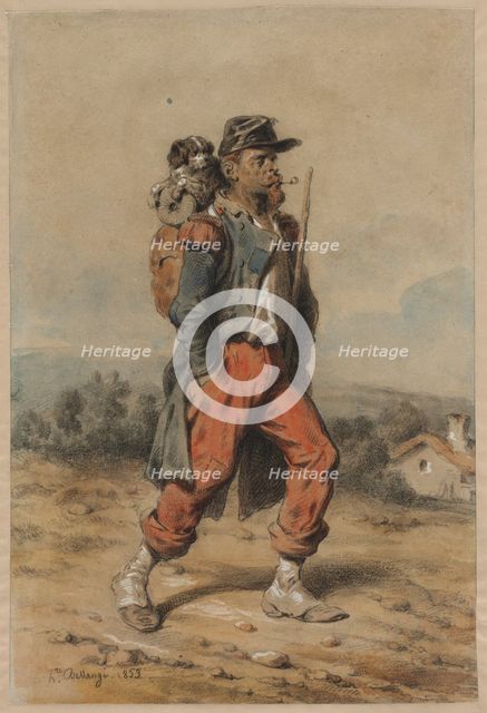 Soldier with Dog, 1853. Creator: Joseph-Louis-Hippolyte Bellangé (French, 1800-1866).