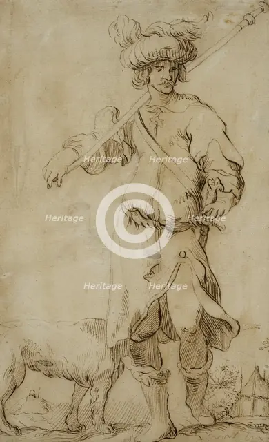 Soldier with dog, 30 August 1841. Creator: Unknown.