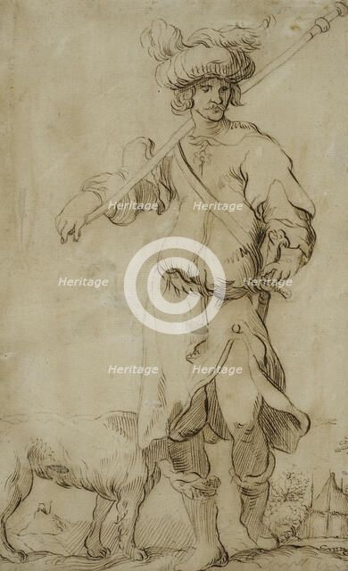 Soldier with dog, 30 August 1841. Creator: Unknown.