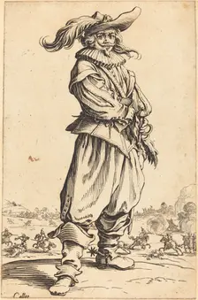 Soldier with Feathered Hat, c. 1620/1623. Creator: Jacques Callot