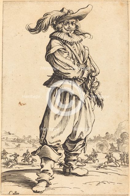 Soldier with Feathered Hat, c. 1620/1623. Creator: Jacques Callot.