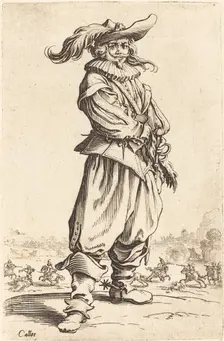Soldier with Feathered Hat, c. 1620/1623. Creator: Jacques Callot