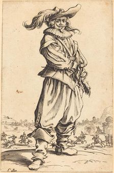 Soldier with Feathered Hat, c. 1620/1623. Creator: Jacques Callot
