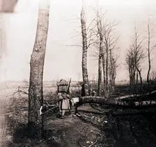 Soldier with pack on his back, c1914-c1918