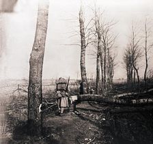 Soldier with pack on his back, c1914-c1918